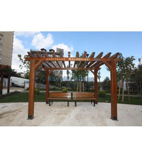Ahşap Pergola Kapalı korkuluk  PR-110